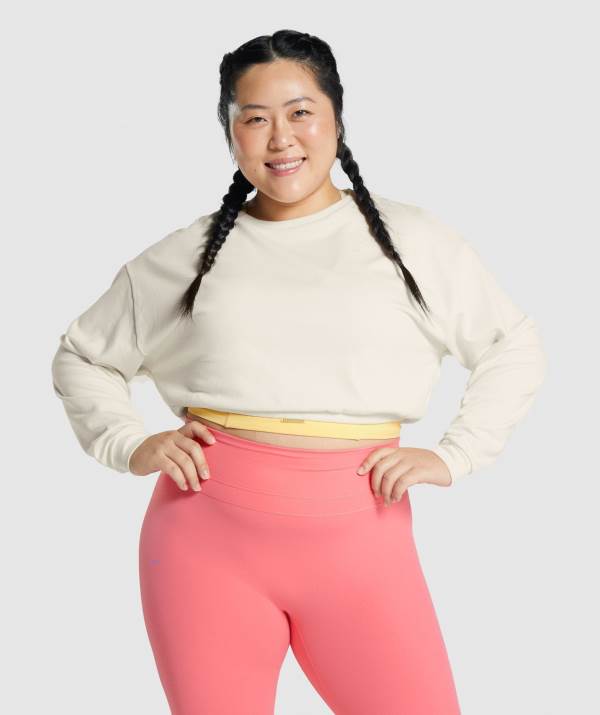 Damske Pulovre Gymshark Whitney Cropped Krém | DQ5723469